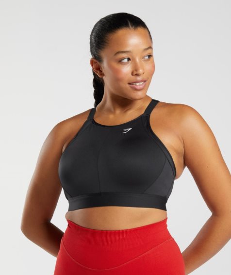 Women's Gymshark High Neck High Support Sports Bra Black | NZ 4NZJTD